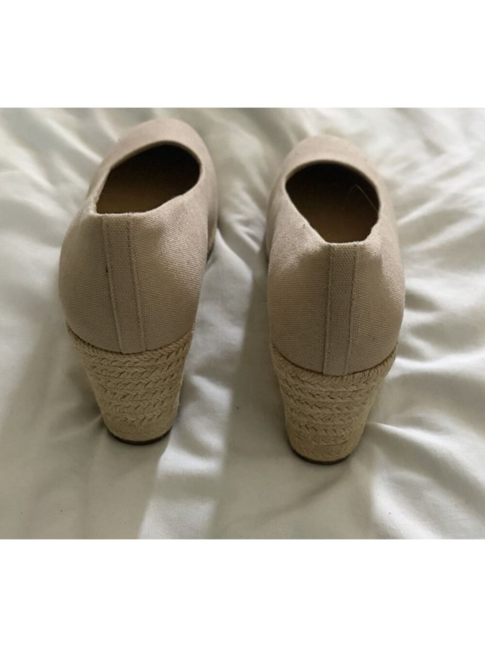 J Crew Espadrille Wedges Women’s Natural Beige Canvas Sandals Shoes Sz 7.5 NWOB - Picture 4 of 7